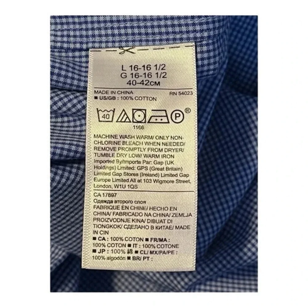 Banana Republic‎ Button Down Shirt Mens Large Blue Gingham Non-Iron Standard Fit